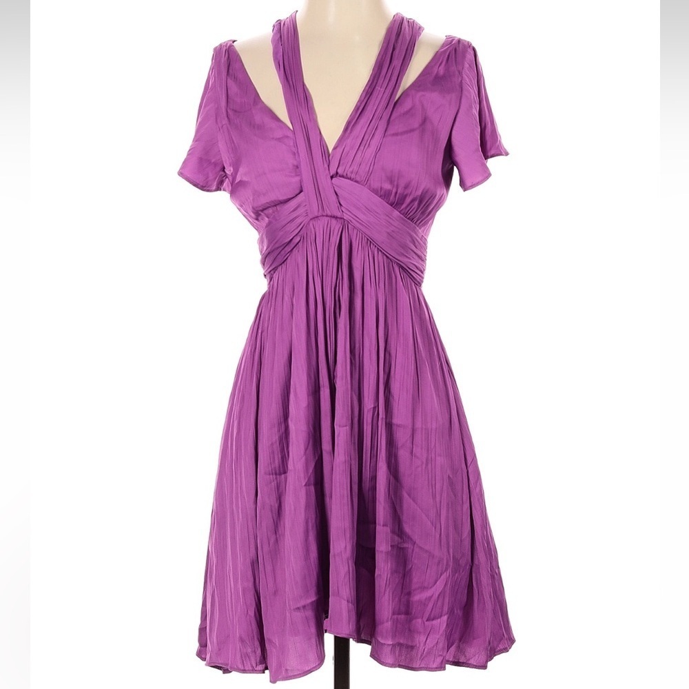 Anthropologie Purple V-Neck Vibrant Mini Dress Women’s Size 0 XXS XS NWT - Picture 4 of 9